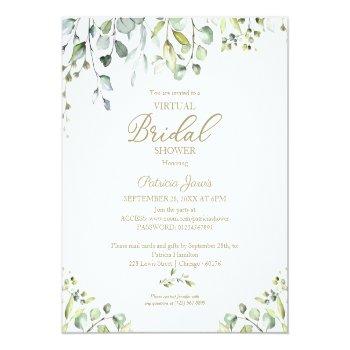 Greenery Virtual Bridal Shower Budget Invitations Front View