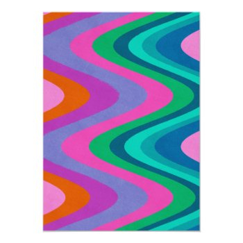 Groovy Colorful Lines Unique Retro Bridal Shower  Invitation Front View