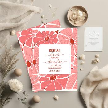 groovy modern pink daisy bridal shower invitation