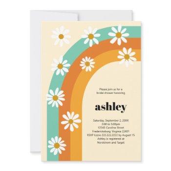 groovy rainbow 1970s boho daisy bridal shower invitation