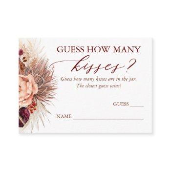 guess how many kisses pampas grass game cards