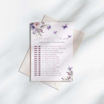 guess who said it mauve butterfly bridal shower invitation