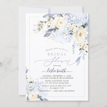 h2 blue hydrangea cream roses bridal shower invitation