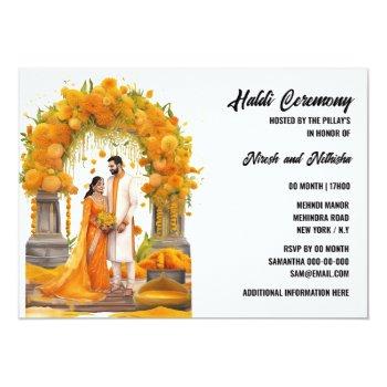 Haldi Floral Pre Wedding Ceremony Turmeric Family Invitation Front View