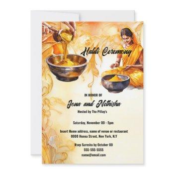 haldi indian bride to be haladi wedding ceremony invitation