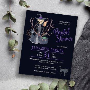 halloween witch black bridal shower invitation