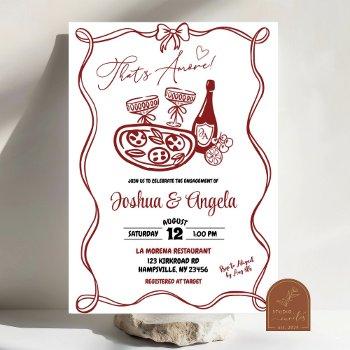 hand drawn bow that's amore couple bridal shower invitation