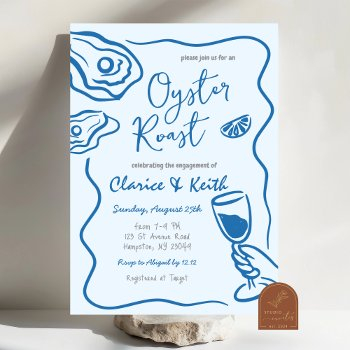 hand drawn doodle oyster cocktail engagement party invitation
