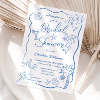hand drawn doodles drawings beach bridal shower invitation