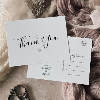 hand drawn heart thank you postcard