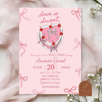 hand drawn love is sweet bridal shower invitation