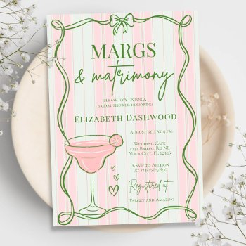 hand drawn retro margs & matrimony bridal shower invitation