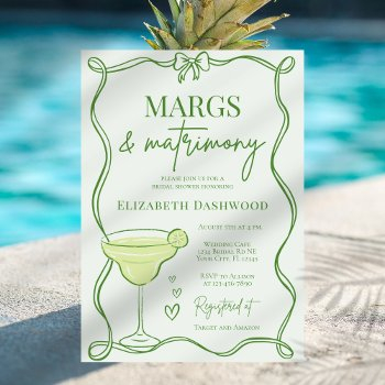 hand drawn retro margs & matrimony bridal shower invitation