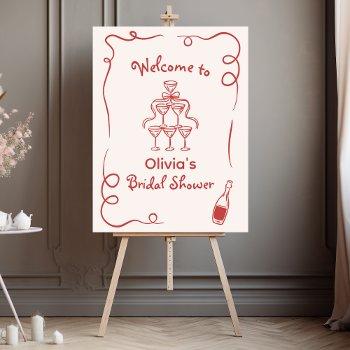 hand drawn whimsical red bridal shower poster