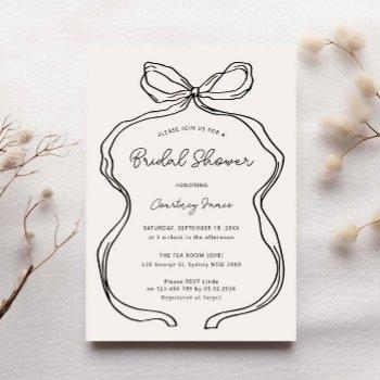 hand drawn whimsical ribbon border bridal shower invitation