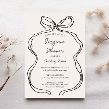 hand drawn whimsical ribbon border lingerie shower invitation