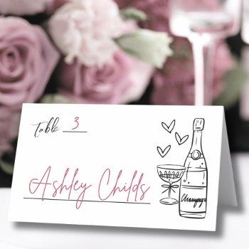 hand drawn whimsical wedding place card