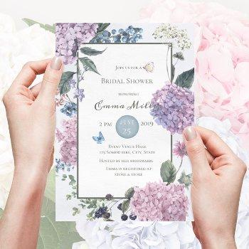 hand-painted hydrangea floral bridal shower invitation