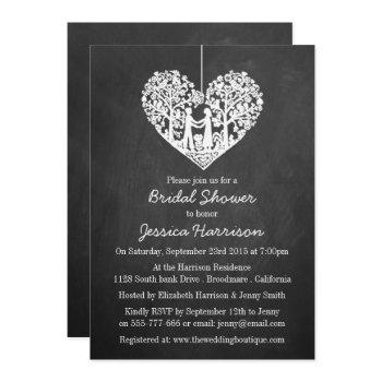 hanging heart tree chalkboard bridal shower invitation