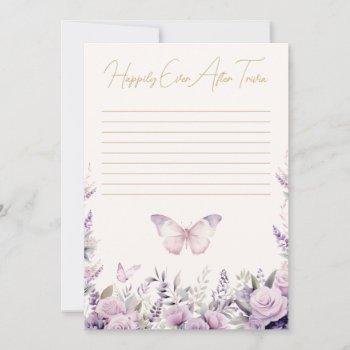 happily ever after trivia butterflies bridal game invitation