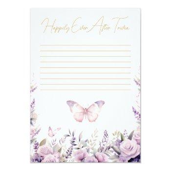 Happily Ever After Trivia Butterflies Bridal Game Invitation Front View