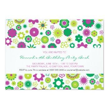 Happy Flower Party Invitation Front View