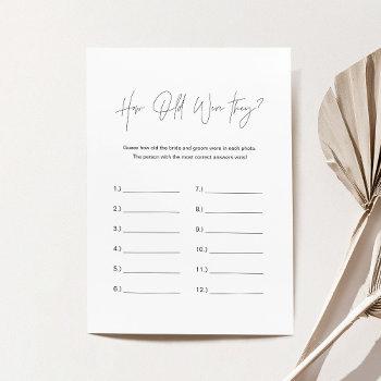 harlow how old were they bridal shower game card