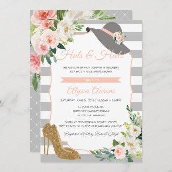 hats & heels derby bridal shower floral invitation