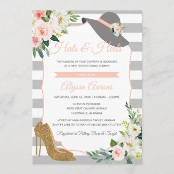 hats & heels derby bridal shower floral invitation