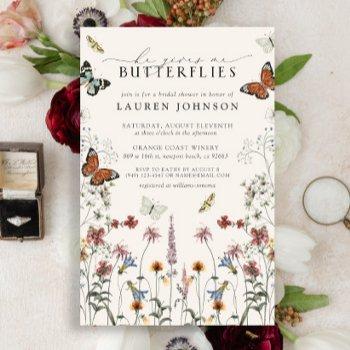 he gives me butterflies boho bridal shower invitation