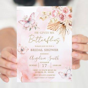 he gives me butterflies boho bridal shower invitation