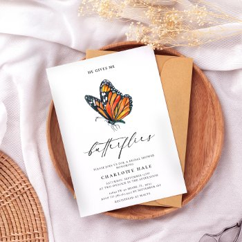 he gives me butterflies monarch bridal shower invitation