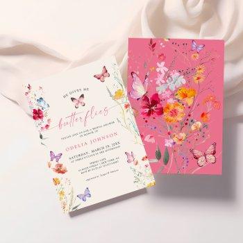 he gives me butterflies wildflower bridal shower invitation