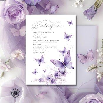 he gives me purple butterflies bridal shower invitation