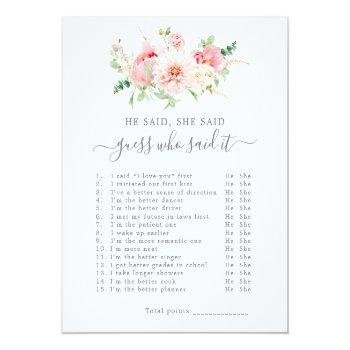 He Said She Said Bridal Shower Game Front View