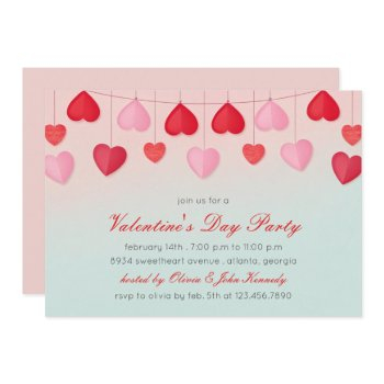 heart balloons valentines day party invitation