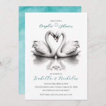 heart love birds couples bridal shower  invitation