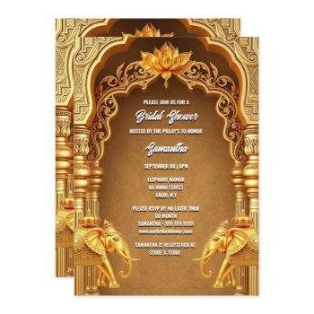 hindi hindu gold elephants lotus flower asian invitation