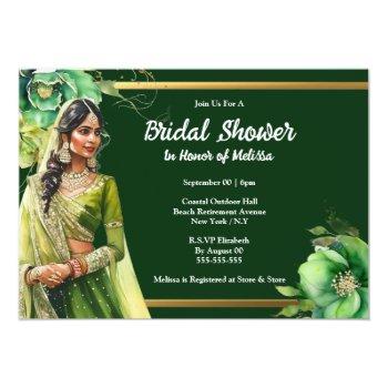 Hindi Indian Bride Dark Green Gold Front View