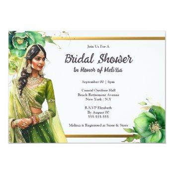 Hindi Indian Bride Green Gold Front View
