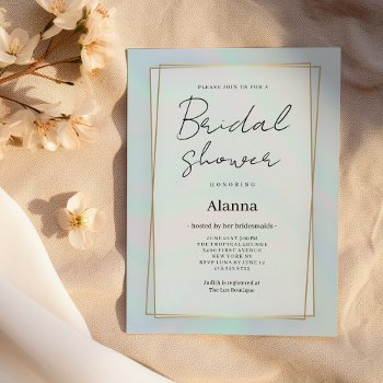 holographic lavender blue marble bridal shower invitation