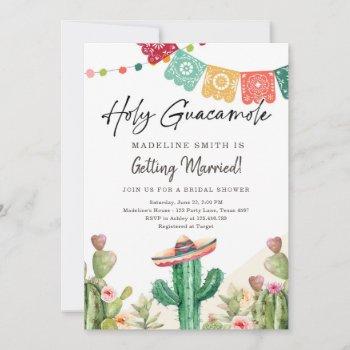 holy guacamole cactus fiesta mexican bridal shower invitation