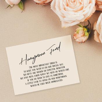 honeymoon fund modern handwriting simple cream enclosure card