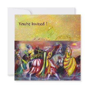 horse riders ,music in the night, yellow sparkles invitation