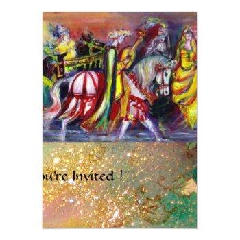 Horse Riders ,music In The Night, Yellow Sparkles Invitation Front View