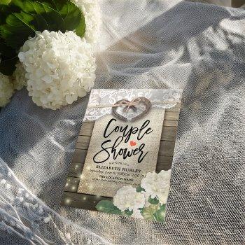 horseshoes hydrangea couple shower wedding shower invitation