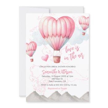 hot air balloon love is in the air bridal shower invitation
