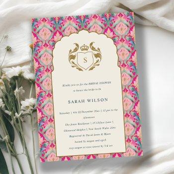 hot pink gold classy floral laurel bridal shower invitation