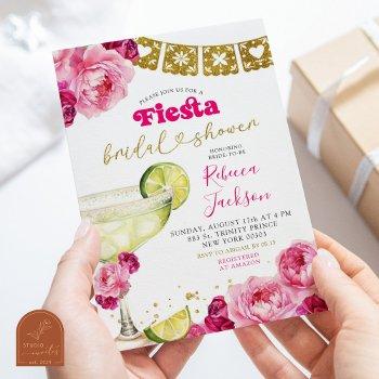 hot pink mexican fiesta margaritas bridal shower invitation