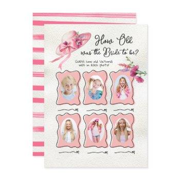 how old was bride derby pink hat bridal game invitation